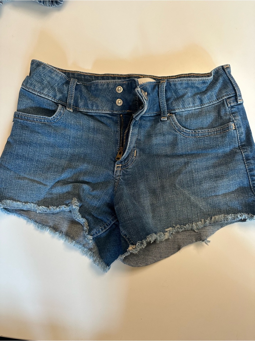 abercrombie kids Blue Distressed Denim Cutoff Shorts